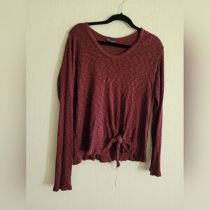 Anthropolgie Left of Center maroon knit sweater long sleeved tshirt | size s